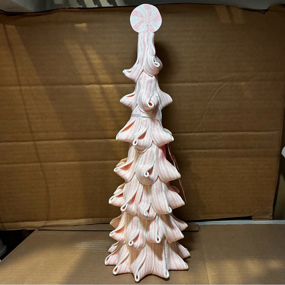 Peppermint Square pink 14.5"‎ whimsical ribbon candy Christmas tree NWT